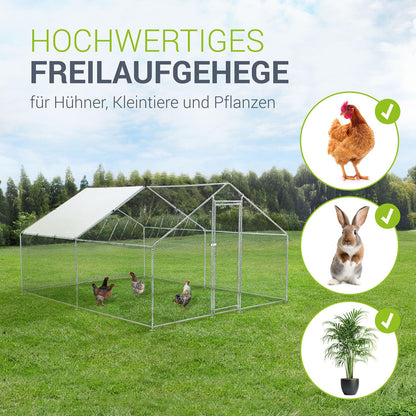 Juskys Freilaufgehege 3x4x2m – Begehbarer Hühnerstall Metall