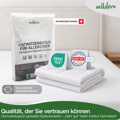 Welldora Milbenbezug Matratze 140x200x28 cm – Allergiker Encasing
