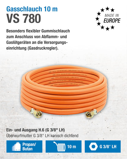 CFH VS 780 Gummigasschlauch Propan/Butan – 10 m G 3/8" LH