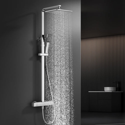 HOMELODY Duschsystem mit Thermostat Regendusche - Chrom