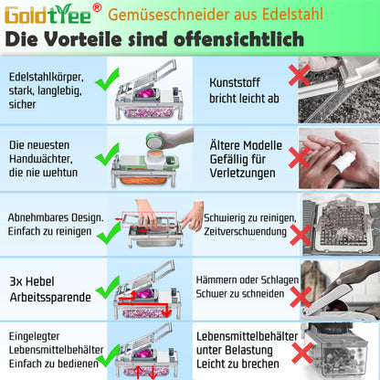 goldtree Gemüseschneider Model-G, Gemüsehobel mit 8 Klingen