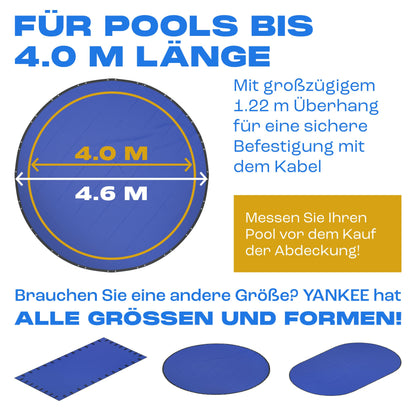 Yankee Poolabdeckung rund für 366-400 cm Pools - Ø 460 cm blau