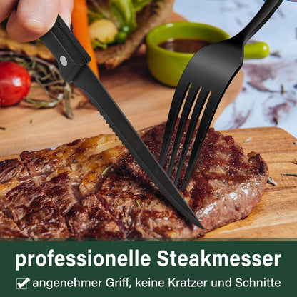 Terlulu Besteckset 36-teilig Edelstahl Schwarz mit Steakmessern