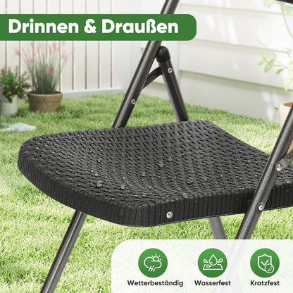 Sekey Klappstuhl 4er Set Gartenstuhl Rattan-Optik - Schwarz