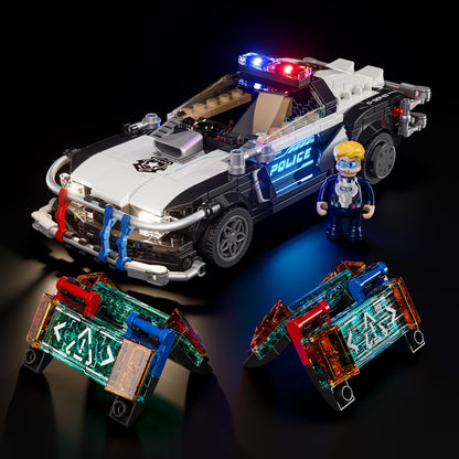 FUNWHOLE F9043 Polizeistreifenwagen Baustein-Set mit Licht, 372 Teile