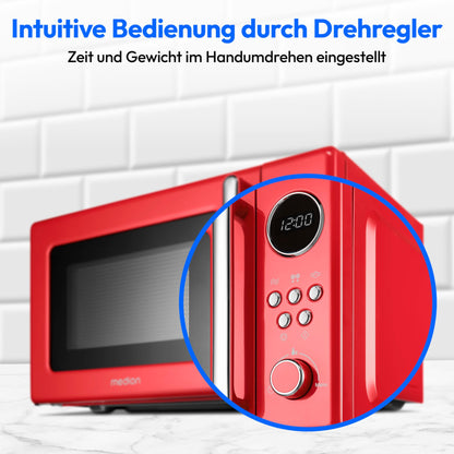MEDION Retro Kompakt-Mikrowelle MD15000 – 20 Liter Rot