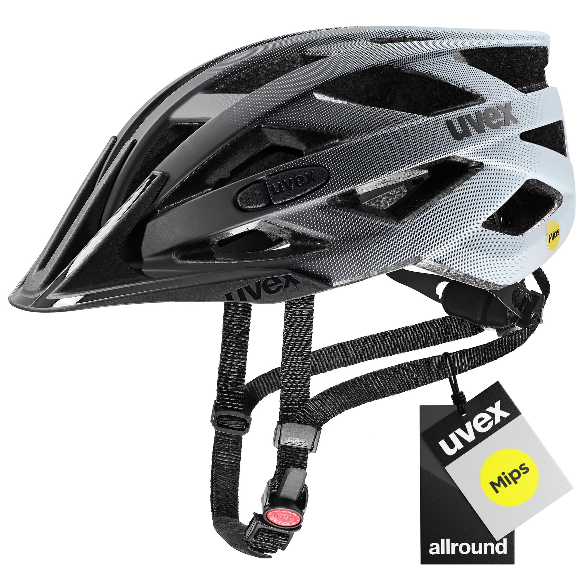 uvex i-vo cc MIPS Allround-Helm, Black-Cloud matt, 56-60 cm mit Polycarbonat-Aussenschale und Höhenverstellung