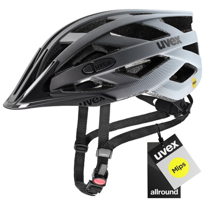 uvex i-vo cc MIPS Allround-Helm, Black-Cloud matt, 56-60 cm mit Polycarbonat-Aussenschale und Höhenverstellung