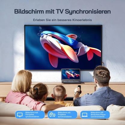 WOLFANG Tragbarer DVD-Player WDV02, 15,6 Zoll HD Display, Schwarz