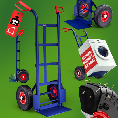 GARDEBRUK® Schwerlast Sackkarre klappbar 200kg – PU-Reifen