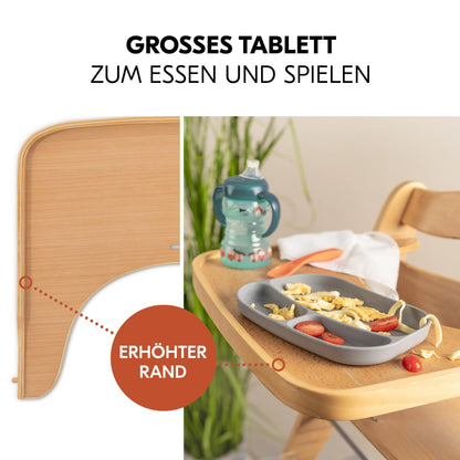 hauck Alpha Move Newborn Set Deluxe Holz Hochstuhl Natur Sand Beige