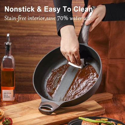 SENSARTE Tiefe Brat-/Sautepfanne 30cm Antihaft - Induktion, Deckel