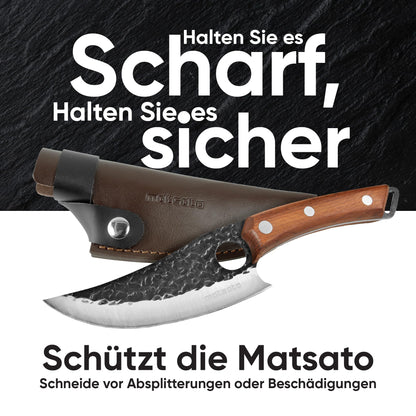Matsato Küchenmesser mit Lederscheide, japanischer Stahl, 15 cm