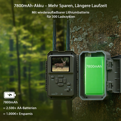 GardePro E8 2.0 Pro Wildkamera mit WLAN, 64MP 4K und 64GB SD-Karte