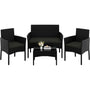 Yaheetech Gartenmöbel-Set Polyrattan 4-teilig mit Sofa & Tisch in Schwarz-Grau