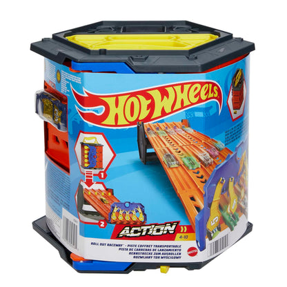 Hot Wheels Rollout Raceway Trackset HGK41, fünfspurige Autorennbahn mit Die-Cast-Fahrzeug