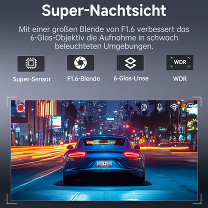 Premium Dashcam Vorne+Hinten Autokamera - 2.5K/1080p WiFi 32GB