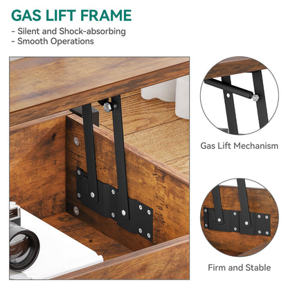 YITAHOME Couchtisch anhebbar höhenverstellbar – Vintage-Braun