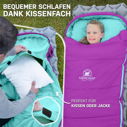 NORDBÄR Kinderschlafsack KSL120 – Mumienschlafsack bis 145 cm