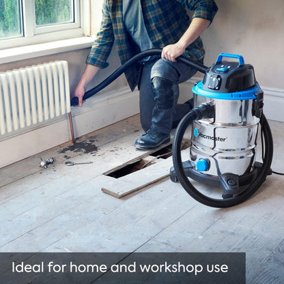 Vacmaster VQ1530SFDC 3in1 Nass- und Trockensauger Bodenstaubsauger, Starke Saugleistung, Wasserablassöffnung, Edelstahl 1500W 30L