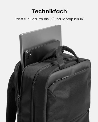 tomtoc 24L Business Laptop Rucksack für 15,6-16 Zoll - Schwarz