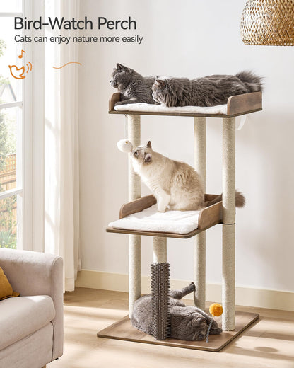 FourFurPets Katzenbaum 111 cm, Katzenturm für grosse Katzen, Greige