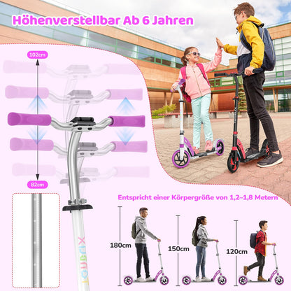 TONBUX Cityroller für Kinder & Erwachsene, Klappbar, Doppelfederung - Lila