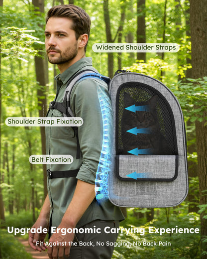 pecute Haustier-Rucksack XL für Katzen und Hunde, faltbar, grau