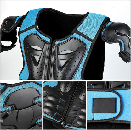 Fansport Motorrad Schutzjacke Kinder Protektoren Set 5-teilig Blau