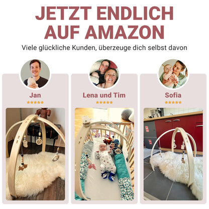 AMAZING Baby Spielbogen Holz Montessori Spieltrapez mit Spielzeug
