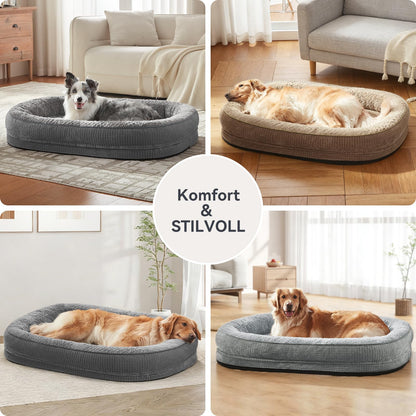 Pawk Orthopädisches Hundebett 89x63 cm, Memory Foam, waschbar, grau