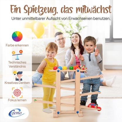 Coemo Kugelbahn Holz Motorikspielzeug – 7 Mobile Teile