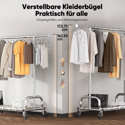 HOKEEPER Kleiderständer auf Rollen, ausziehbar, bis 211 kg belastbar