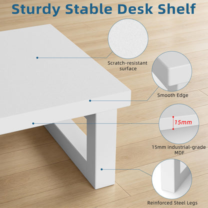 OYRREU Monitorerhöhung Schreibtisch für 2 Monitore, 91 x 26 cm, Weiss