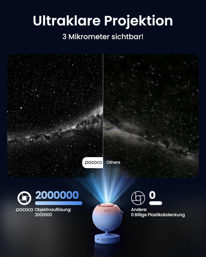 POCOCO Sternenhimmel Projektor, Galaxy Nachtlicht mit 2 Discs & Timer