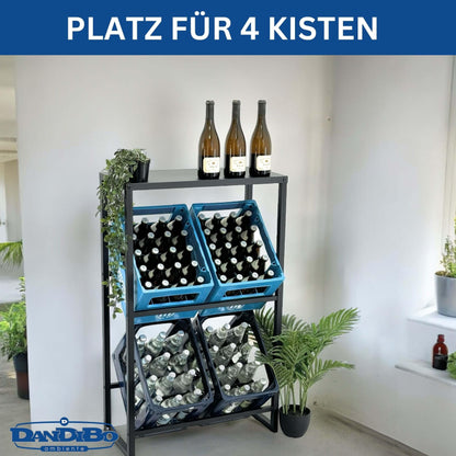 DanDiBo Getränkekistenregal 4 Kisten mit Ablage schmal Metall 96547