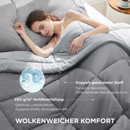 BEDSURE Bettdecke 135x200 cm, Ganzjahresdecke 300 GSM, Grau/Hellgrau