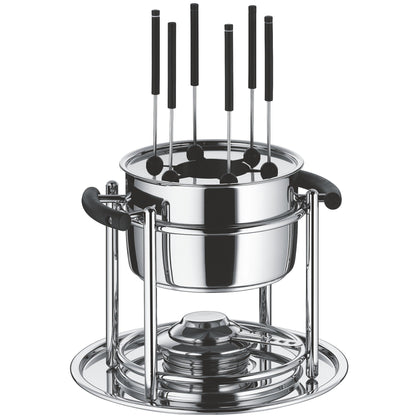 WMF Allegro Fondueset - 11-teilig Cromargan Induktion. Edelstahl-Set mit Topf und Rechaud zum Erwärmen von Brühe, Käse oder Schokolade.