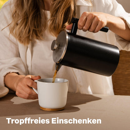 SILBERTHAL French Press Thermo 1 Liter, Kaffeebereiter aus Edelstahl