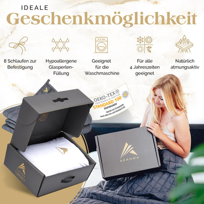 Akroma Premium Gewichtsdecke – Schwere Entspannungsdecke 12kg 155x220cm