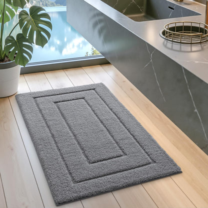 DEXI Badematte rutschfest, Mikrofaser Badteppich, grau, 60 x 110 cm