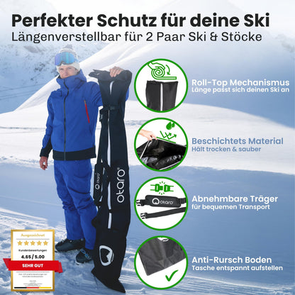 Otaro Skitasche für 2 Paar Ski und Skistöcke, längenverstellbar