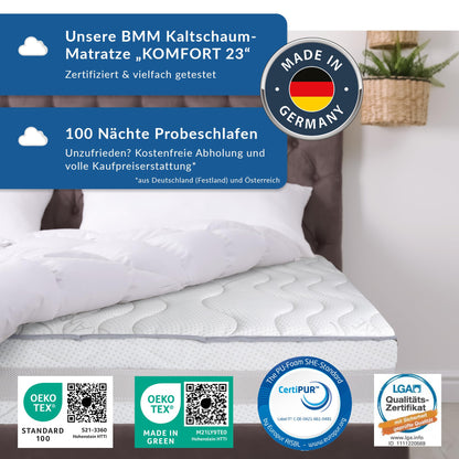 BMM Komfort 23 Kaltschaummatratze - 90x200cm H4 extra fest