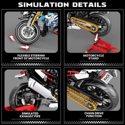 Reobrix 99040 Motorrad 1000 RR Klemmbausteine-Set, 949 Teile