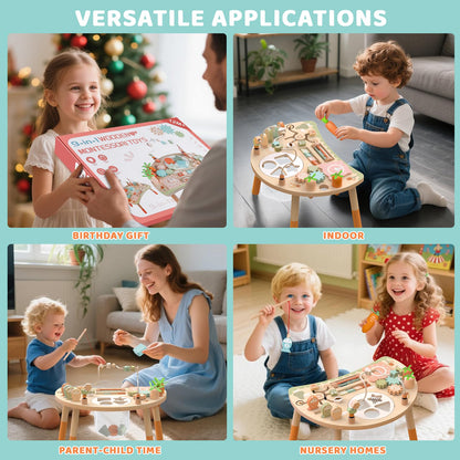 Hewaurorion Aktivitätstisch aus Holz, 9-in-1 Montessori Spielzeug