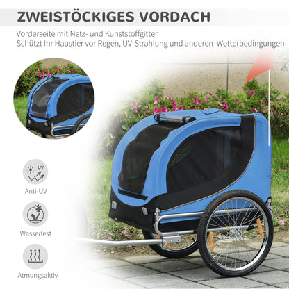 PawHut Hunde Fahrradanhänger Transporter - Blau-Schwarz