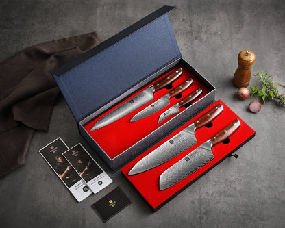 XINZUO Yi Serie Küchenmesser Set - 5tlg. VG10 Damast