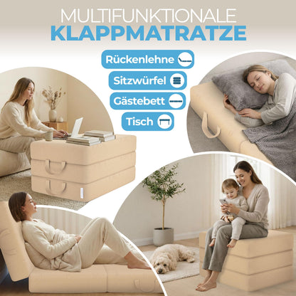 ELONEO Klappmatratze, 3-teilige Faltmatratze, 75 x 195 x 15 cm, Creme