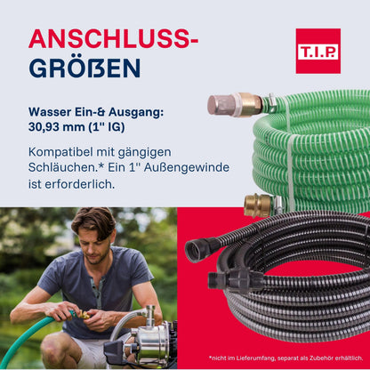 T.I.P. Hauswasserwerk HWW 900/25, 600 W, 2800 l/h, 42 m Förderhöhe