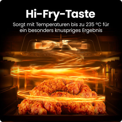 Chefman 5,7L Heißluftfritteuse, schnell & einfach, kompakte Heissluftfritteuse mit Hi-Fry Technologie, Touch Controls mit 4 Voreinstellungen, antihaftbeschichtet & spülmaschinenfest - Schwarz